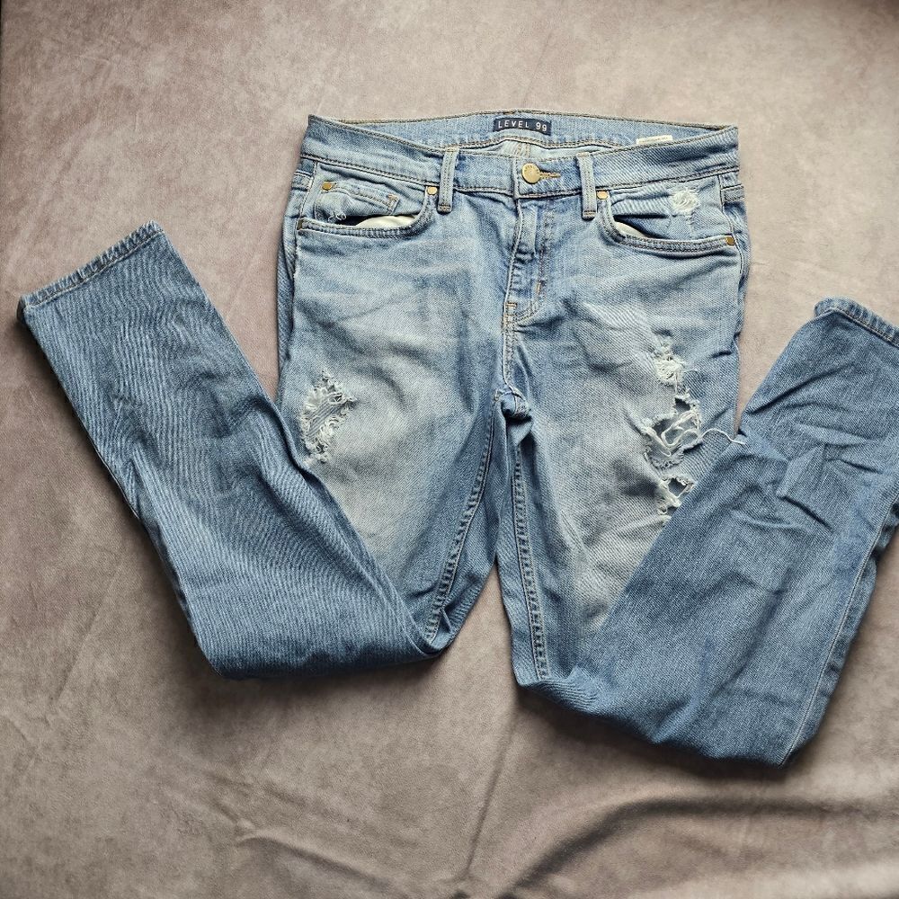 ‎Women's LEVEL 99 Distressed Straight Leg Jeans Size 25
